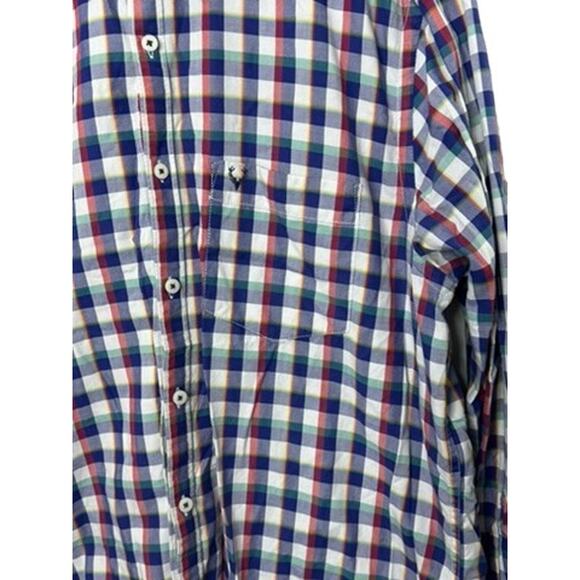 Allen Solly Secret Wash Blue Check Long Sleeve Button-Down Shirt Men's 42 Large - Picture 7 of 10